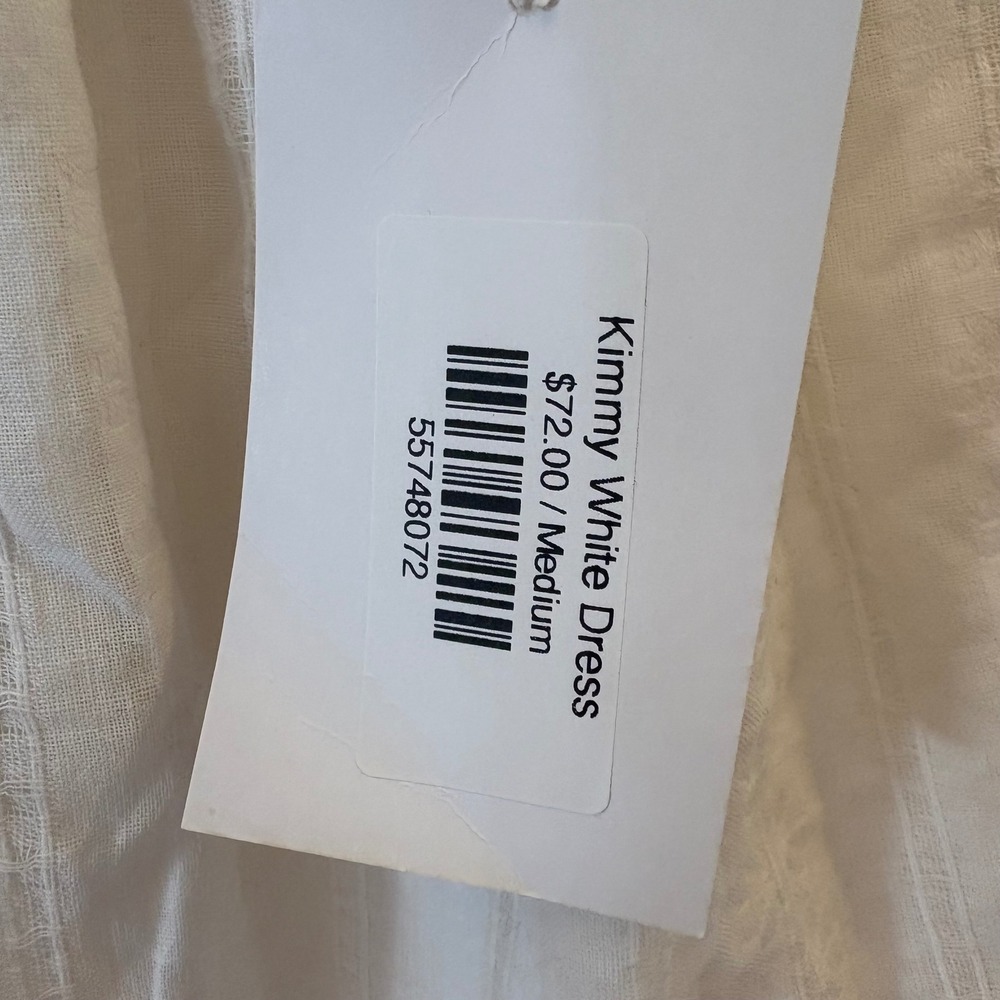 Davi & Dani White Kimmy Dress Puff Sleeve Tiered Back Tie NWT Medium - Picture 8 of 8